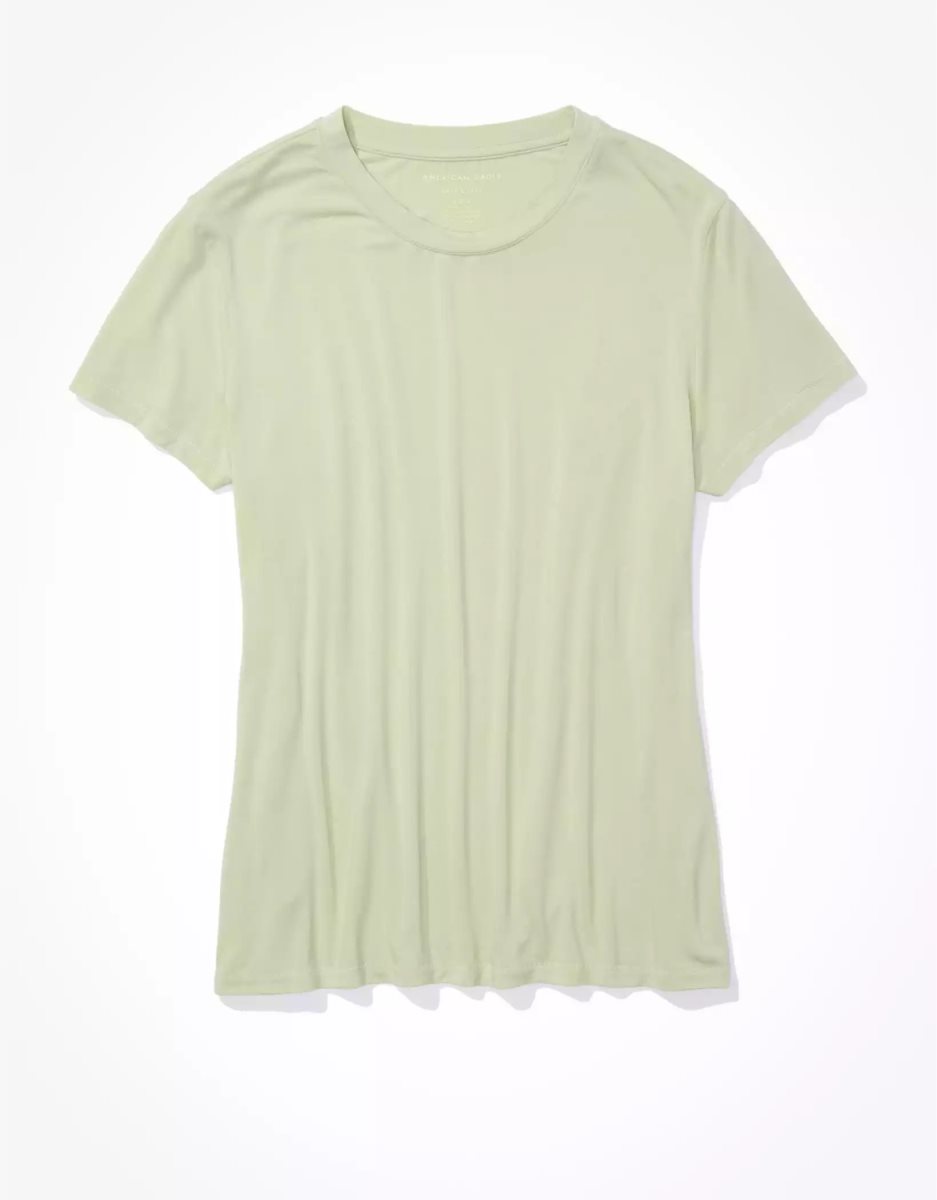 T Shirts American Eagle AE Soft & Sexy Crew Neck Tee Vert Olive Femme | DJD-32346554